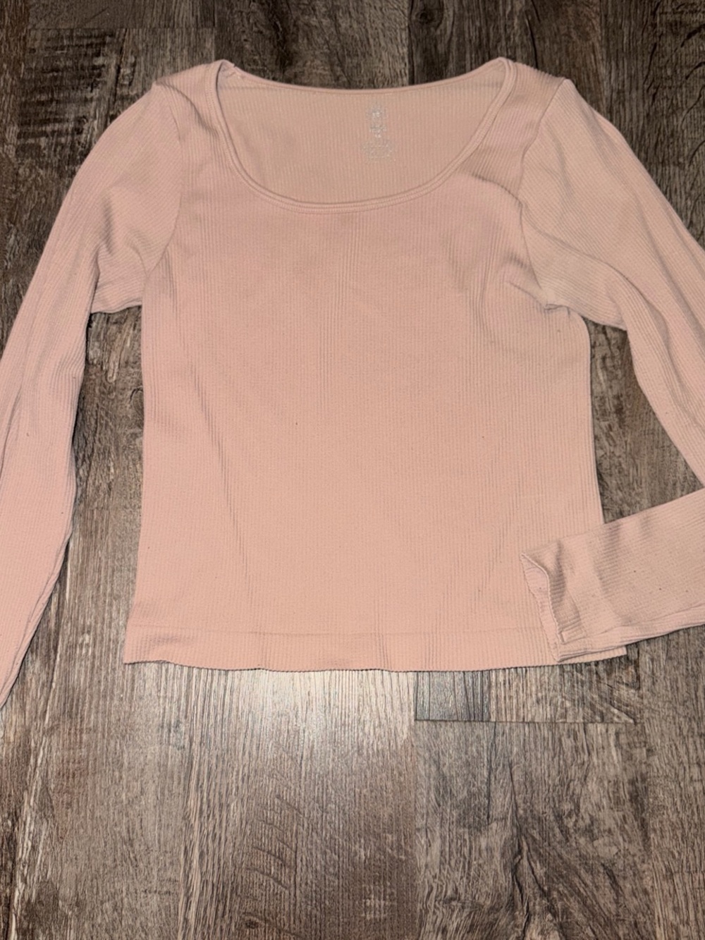 Aura Scoop Neck Ribbed Long-Sleeve Top - Blush Pink